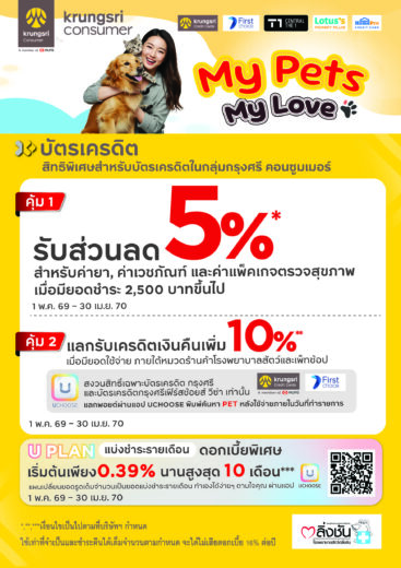 โปรโมชั่นบัตรเครดิจสำหรับสัตว์เลี้ยง ธ.กรุงศรีฯ My Pets My Love